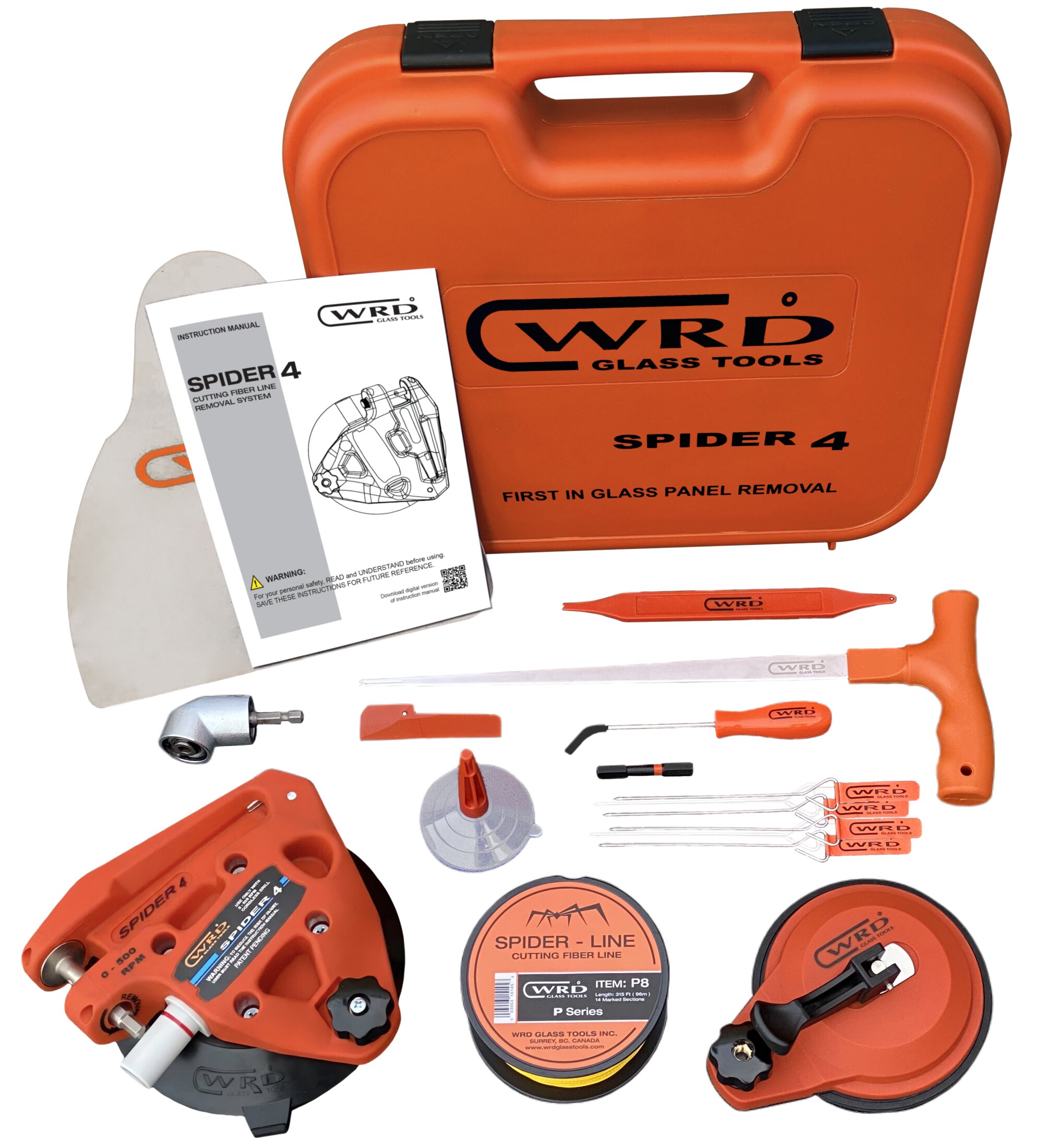 WRD Spider 4M Kit 300P (WRD-S4M-300P) - Complete auto glass removal kit with angle driver